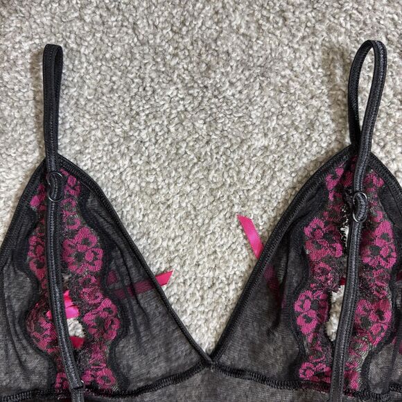 Vintage Victorias Secret Shirt Womens Medium Black Lace Cami Top Sexy Y2K - Picture 8 of 13